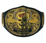 WWF Black Leather World Heavyweight Smoking Skull Belt